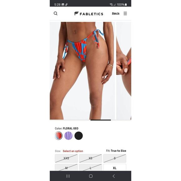 New Medium Fabletics Floral GEO High Cut String Bikini Swimsuit Bottoms - Picture 3 of 7